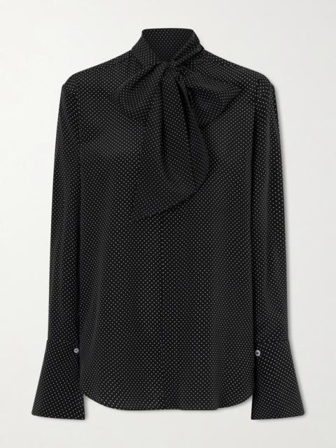 SA SU PHI Pussy-bow Polka-dot Silk-satin Blouse