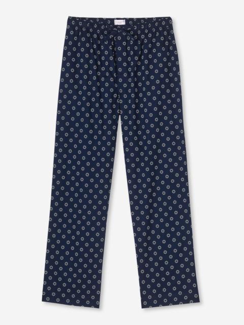 Derek Rose Men's Lounge Trousers Nelson 86 Cotton Batiste Navy
