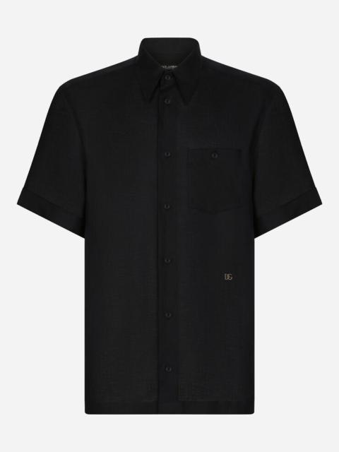 Dolce & Gabbana Linen Hawaiian shirt with DG hardware