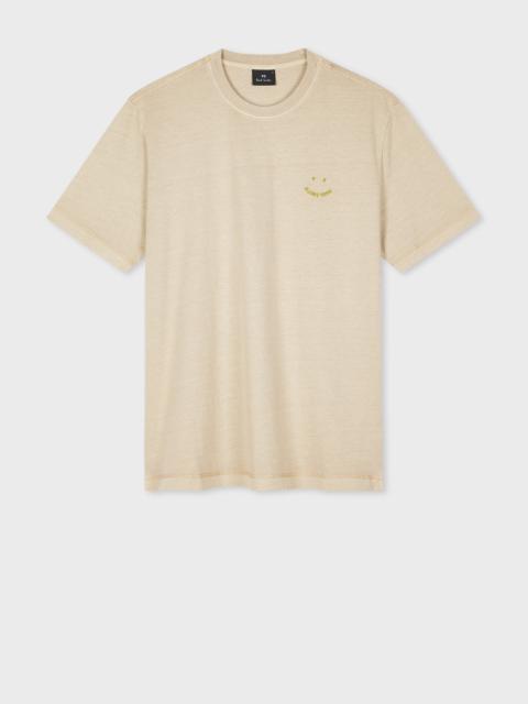 Paul Smith Light Tan Embroidered 'Happy' T-Shirt