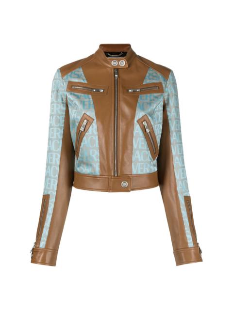 Versace Allover-jacquard panelled biker jacket