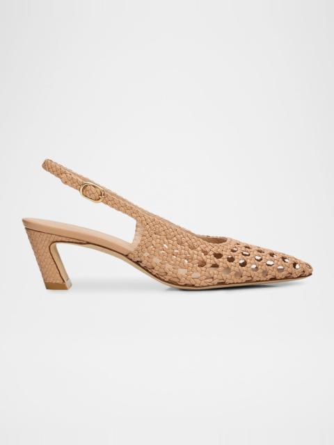 Stuart Weitzman 50mm Stassi Woven Leather Slingback Pumps