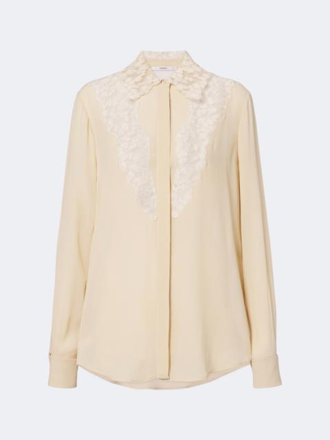 FENDI Lace-trimmed silk georgette shirt