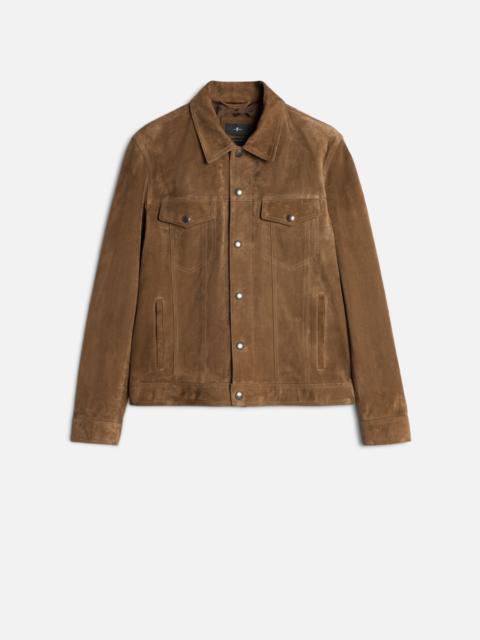 7 For All Mankind Suede Trucker Jacket In Chestnut