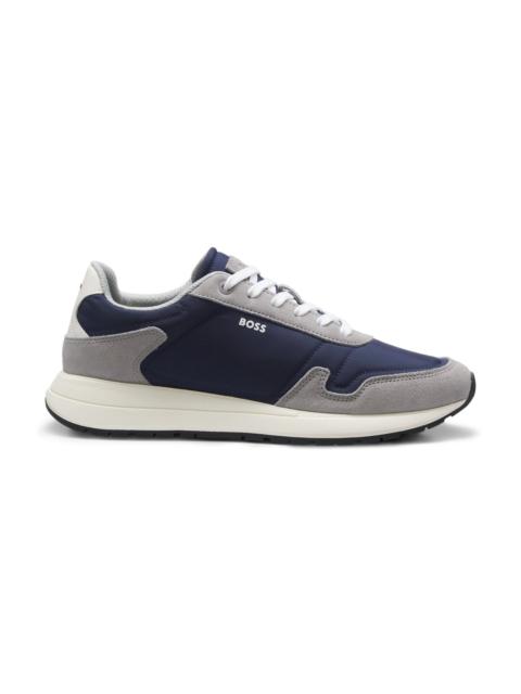 BOSS LACE-UP SNEAKERS IN LIGHTWEIGHT FABRIC WITH SUEDE TRIMS