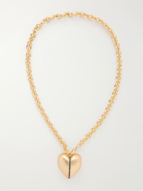 ROXANNE ASSOULIN The Sapphire Stripe Puffy Heart gold-tone and sapphire necklace Gold