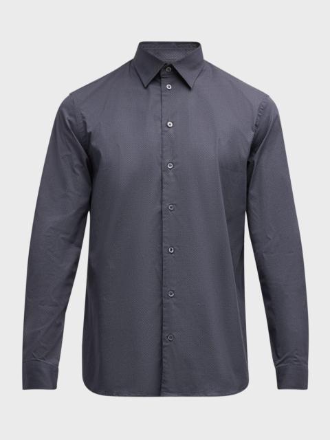 Men's Cotton-Stretch Geometric Sport Shirt