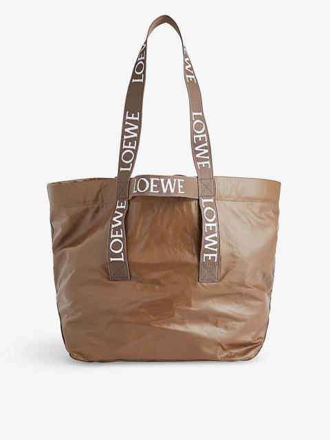 Fold Shopper twin-handle leather tote bag