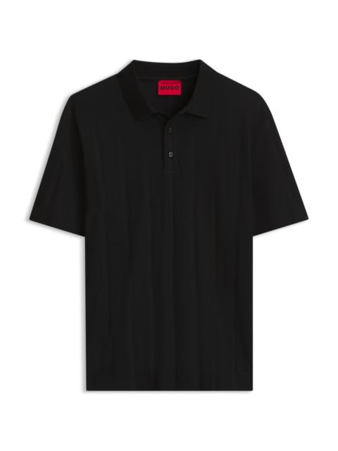 HUGO RELAXED-FIT MERCERIZED-COTTON POLO SHIRT WITH HERRINGBONE STRIPES