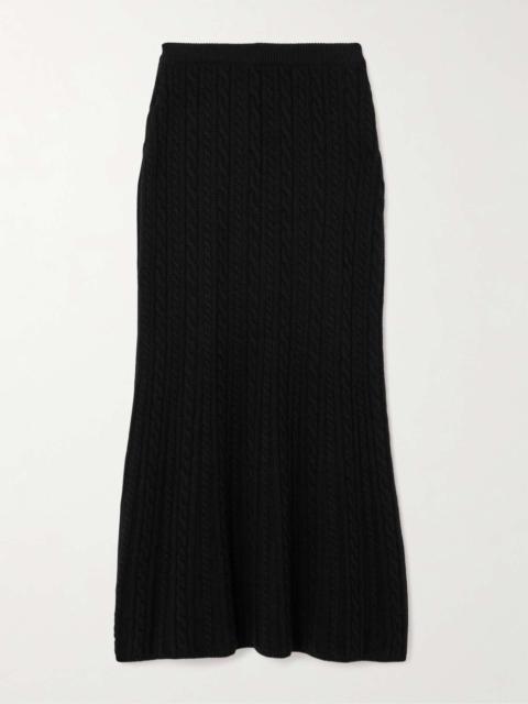 Cable-knit wool midi skirt