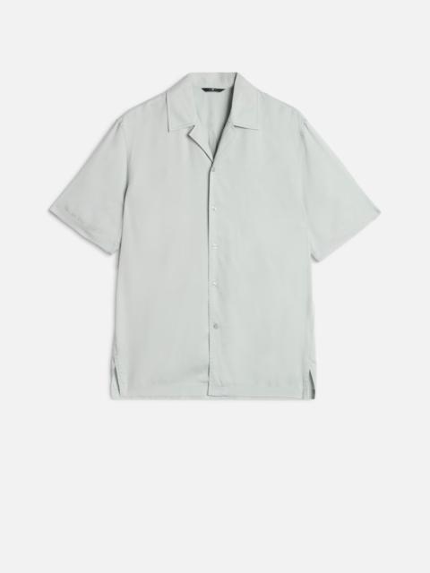 7 For All Mankind SHORT SLEEVE CAMP SHIRT in Fluid Dusty Blue