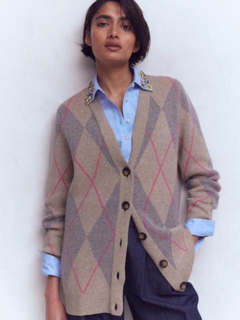 BODEN Quinn Boyfriend Cardigan-Neutral Argyle