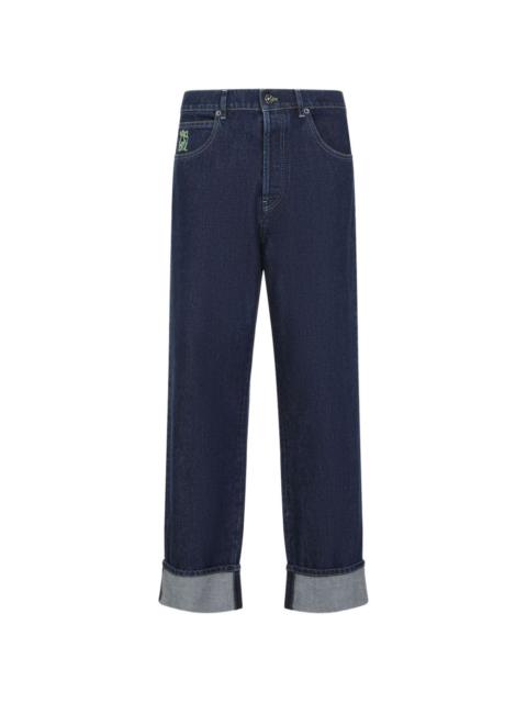 Marni cuffed embroidery denim jeans