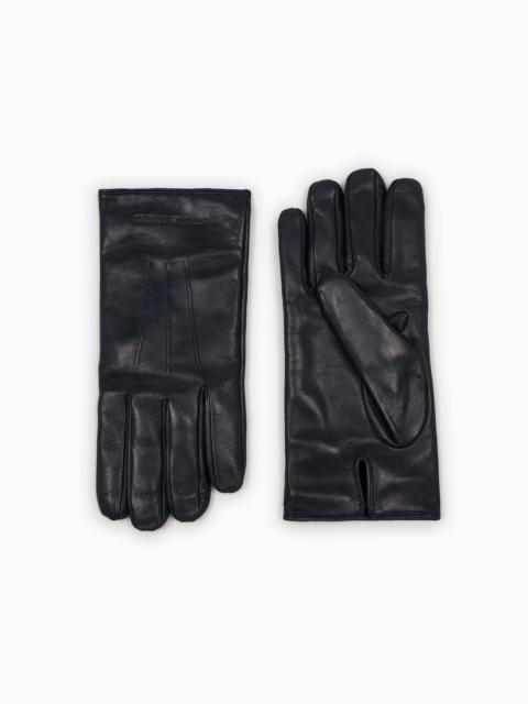 EMPORIO ARMANI Lambskin nappa leather gloves with baguette detail