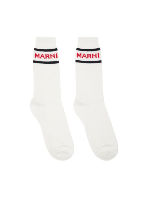 Marni White Logo Socks