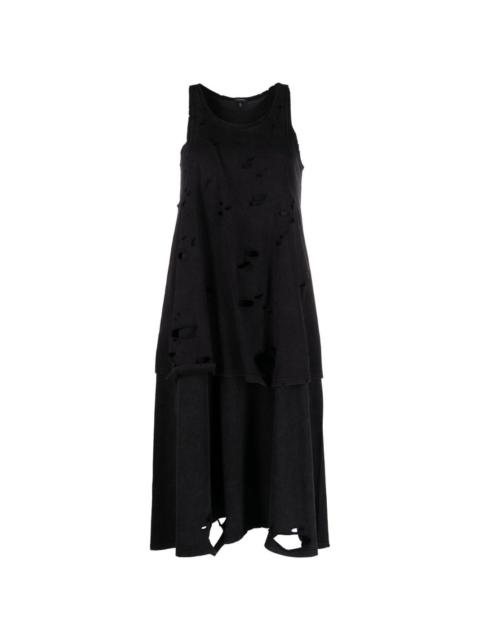 R13 distressed double-layer tank dress