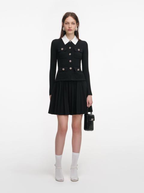 self-portrait Black Tailored Knit Mini Dress