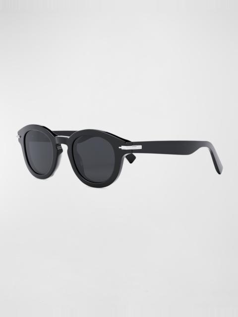 Men's Keyhole-Bridge Round Sunglasses