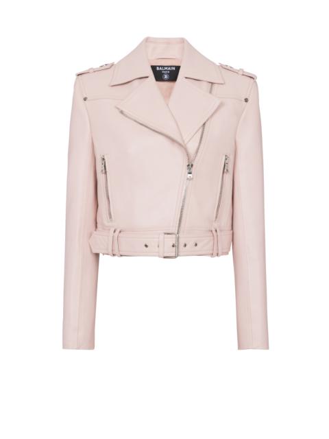 Balmain Cropped leather biker jacket