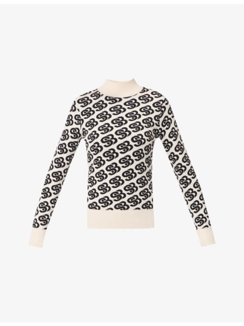 Sweaty Betty SB-Logo High-Neck Cotton and Wool-Blend Ski Mid-Layer Top