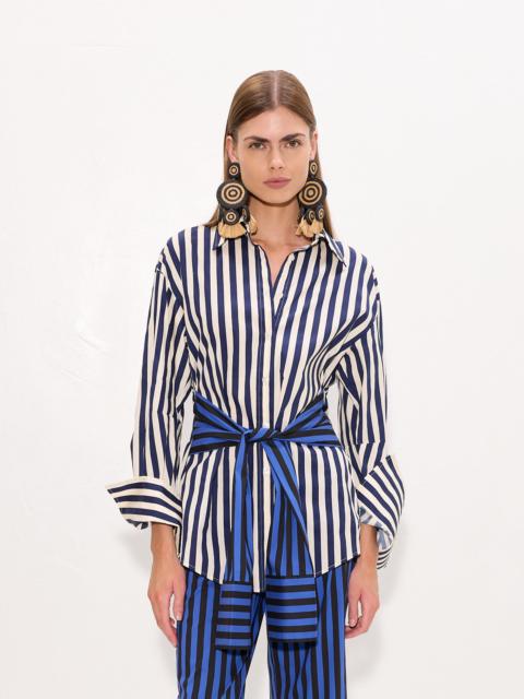 SIMONMILLER Inna Poplin Top In Cobalt Stripe Combo