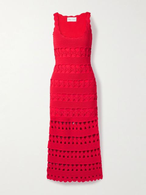 Cara Cara Joan crocheted cotton midi dress Red