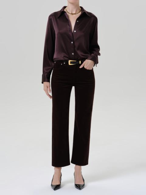 Citizens of Humanity Tullah Japanese Hammered Satin Shirt In Espresso