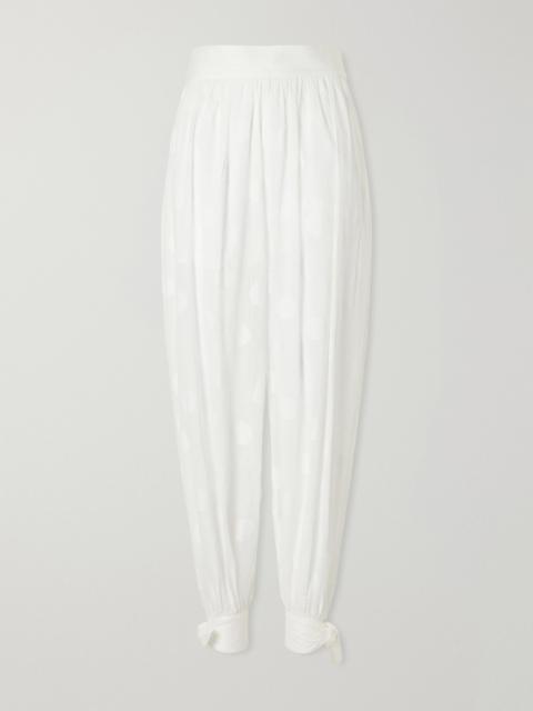 Zimmermann Solstice knotted polka-dot cotton-poplin balloon pants Ivory