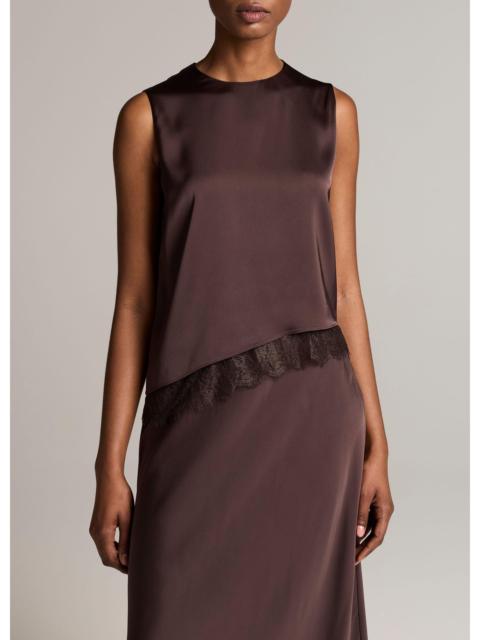 Vince Lace-Trim Satin Asymmetric Shell