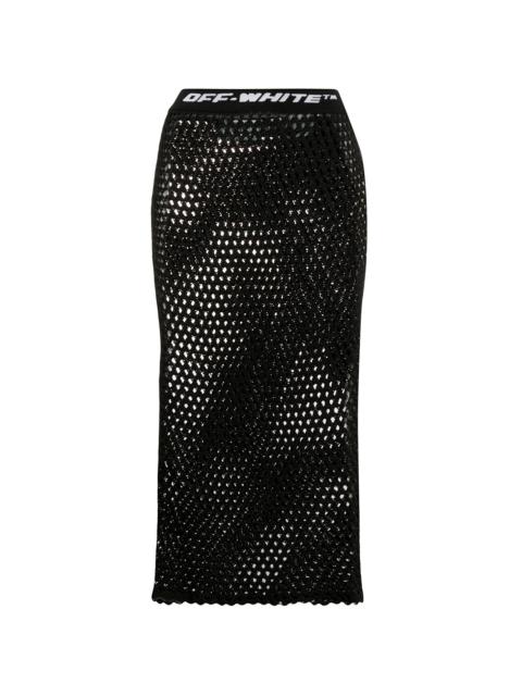 Off-White logo waistband fishnet skirt