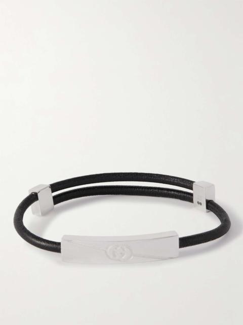 GUCCI Silver-Tone and Leather Bracelet