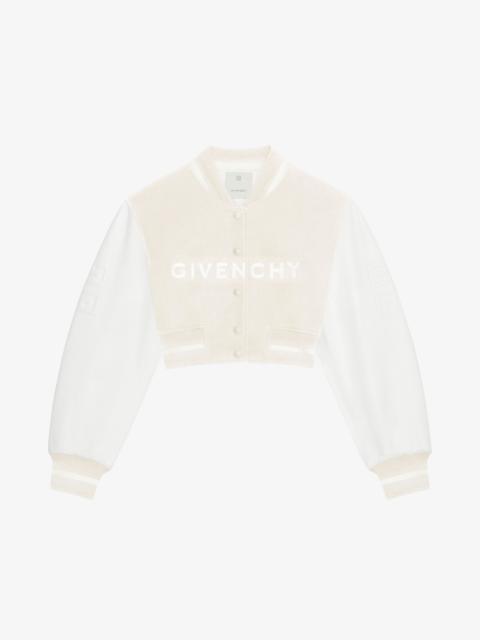 GIVENCHY CROPPED VARSITY JACKET IN WOOL AND LEATHER