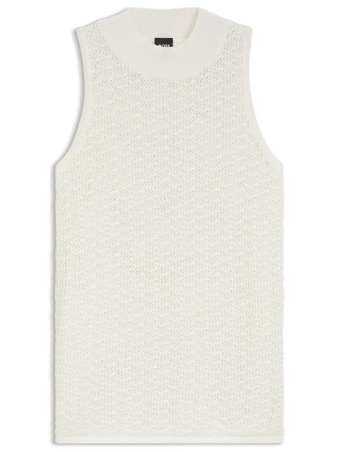 BOSS KNITTED COTTON TOP WITH MICRO-LACE STRUCTURE