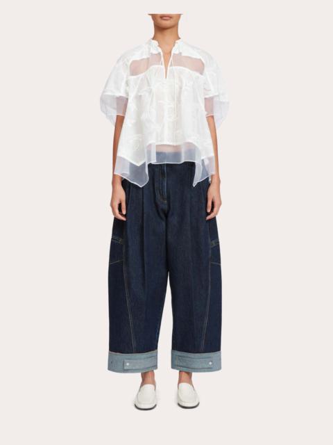 3.1 Phillip Lim Paneled Embroidered Cotton Organza Top