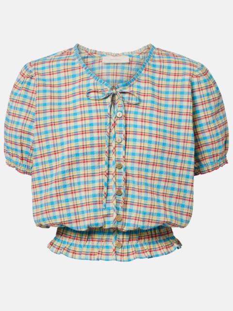 FAITHFULL Santana checked cotton-blend top
