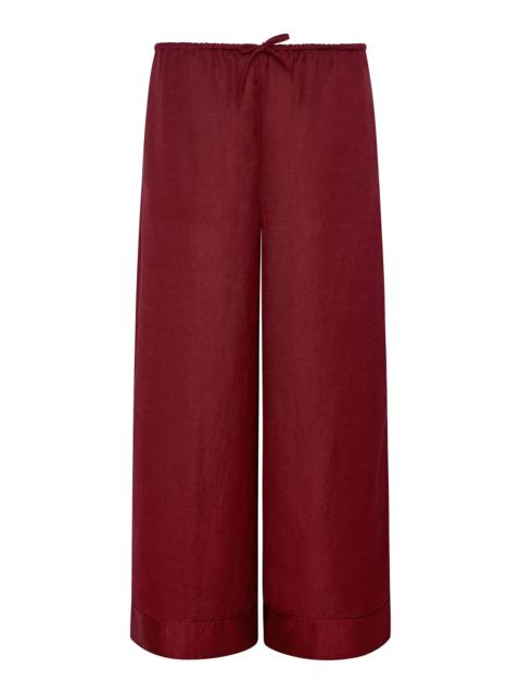 onia Air Linen Wide Leg Drawstring Pants red