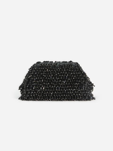 Black Crystal Embroidery Clutch Bag