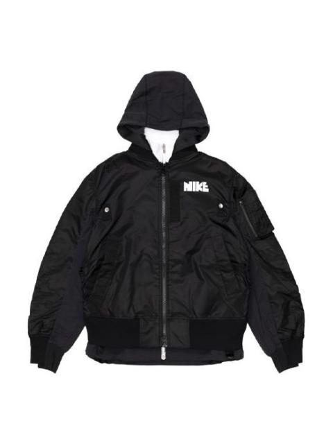 Nike x Sacai Crossover Double Layer Contrasting Colors Sports Hooded Jacket Asia Edition Black CZ469