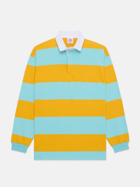 J. PRESS MADE-IN-USA AQUA GUARD STRIPE COTTON RUGBY