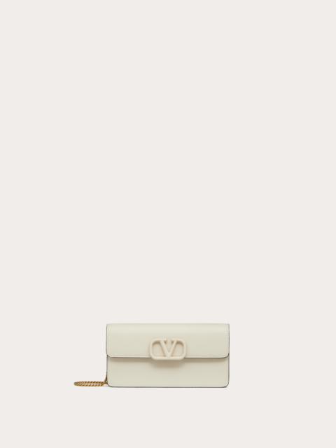 Valentino VLOGO SIGNATURE GRAINY CALFSKIN WALLET WITH CHAIN