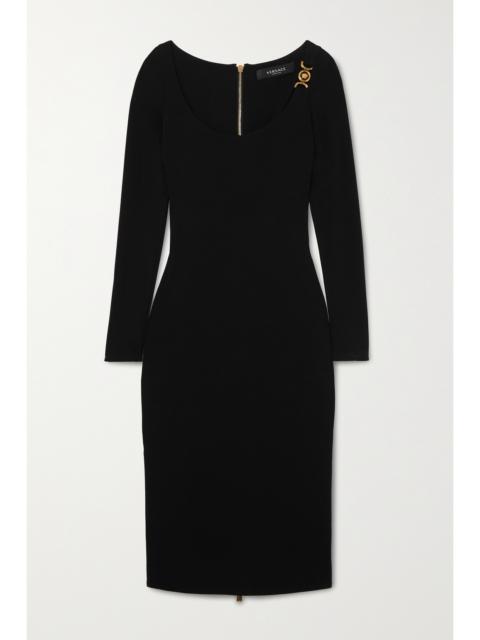 VERSACE Embellished Stretch-crepe Midi Dress