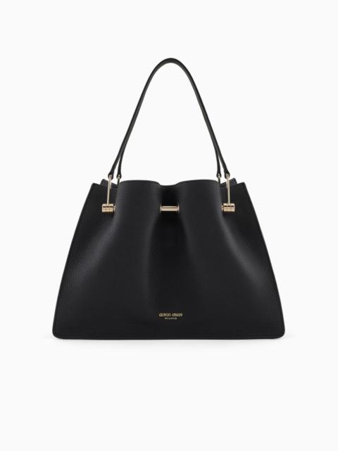 GIORGIO ARMANI SMALL PEBBLED-LEATHER SHOPPER BAG