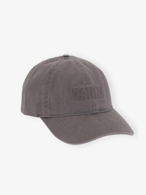 GANNI DARK GREY EMBROIDERED LOGO CAP