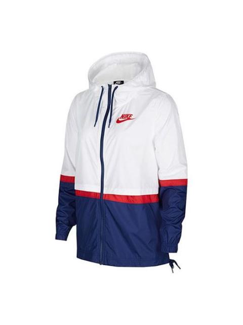 Nike (WMNS) Nike Color Matching Hooded Sports Jacket White CZ1918-106