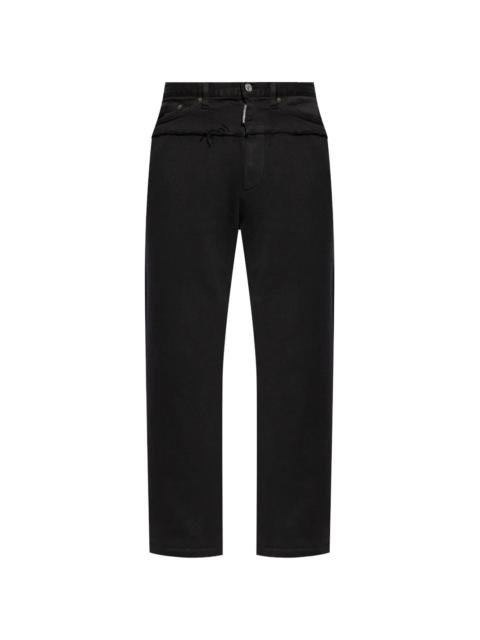 denim-panel cotton track pants