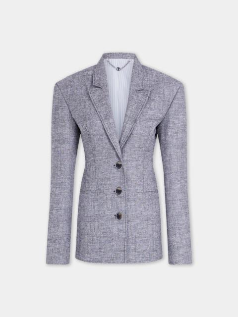 rabanne TAILORED BLAZER JACKET IN HEATHER GREY WOOL