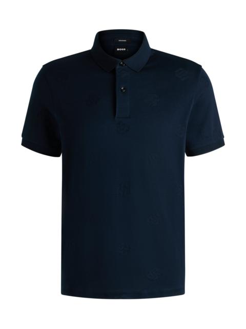 BOSS MERCERIZED-COTTON POLO SHIRT WITH DOUBLE B MONOGRAMS