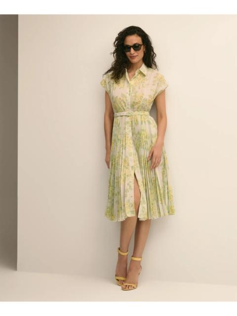 Brooks Brothers Floral A-Line Belted Shirt Dress