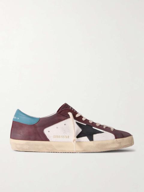 Super-Star Distressed Cracked-Leather Sneakers