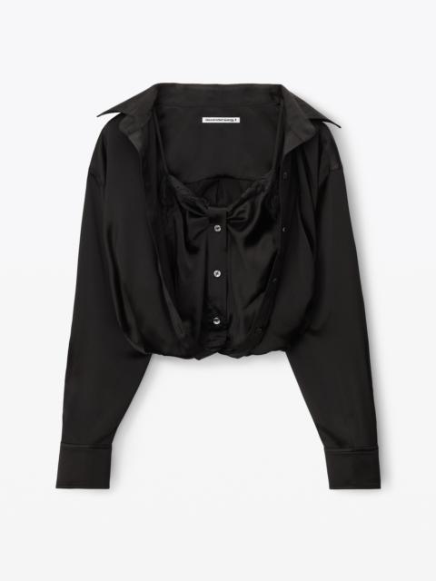 Alexander Wang layered smocked cotton shirt - Black